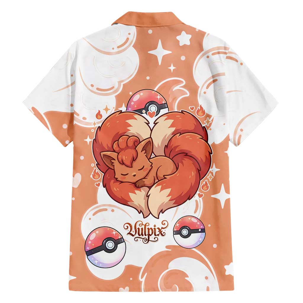 Vulpix Family Matching Off Shoulder Maxi Dress and Hawaiian Shirt Vintage Flame Swirl Art