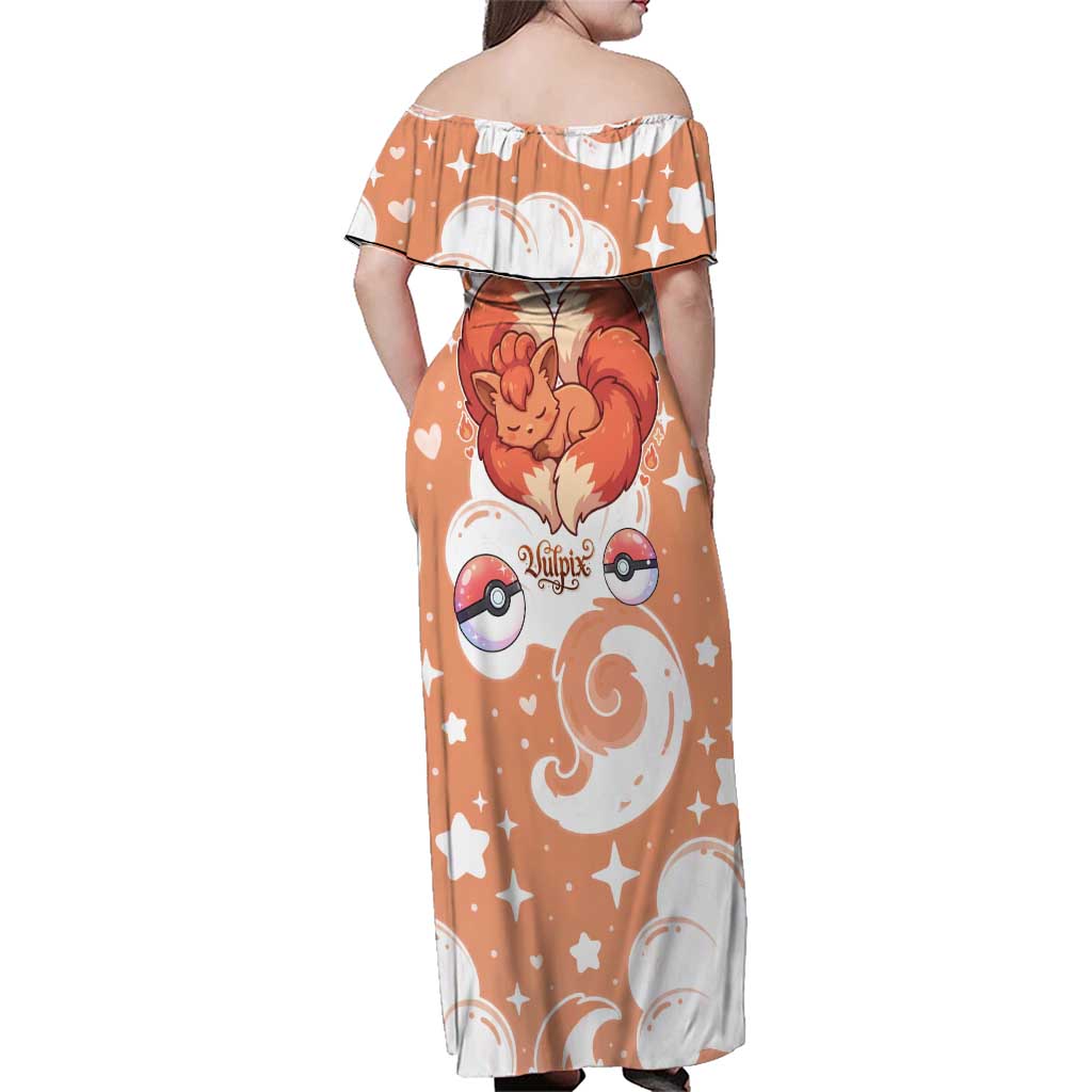 Vulpix Family Matching Off Shoulder Maxi Dress and Hawaiian Shirt Vintage Flame Swirl Art
