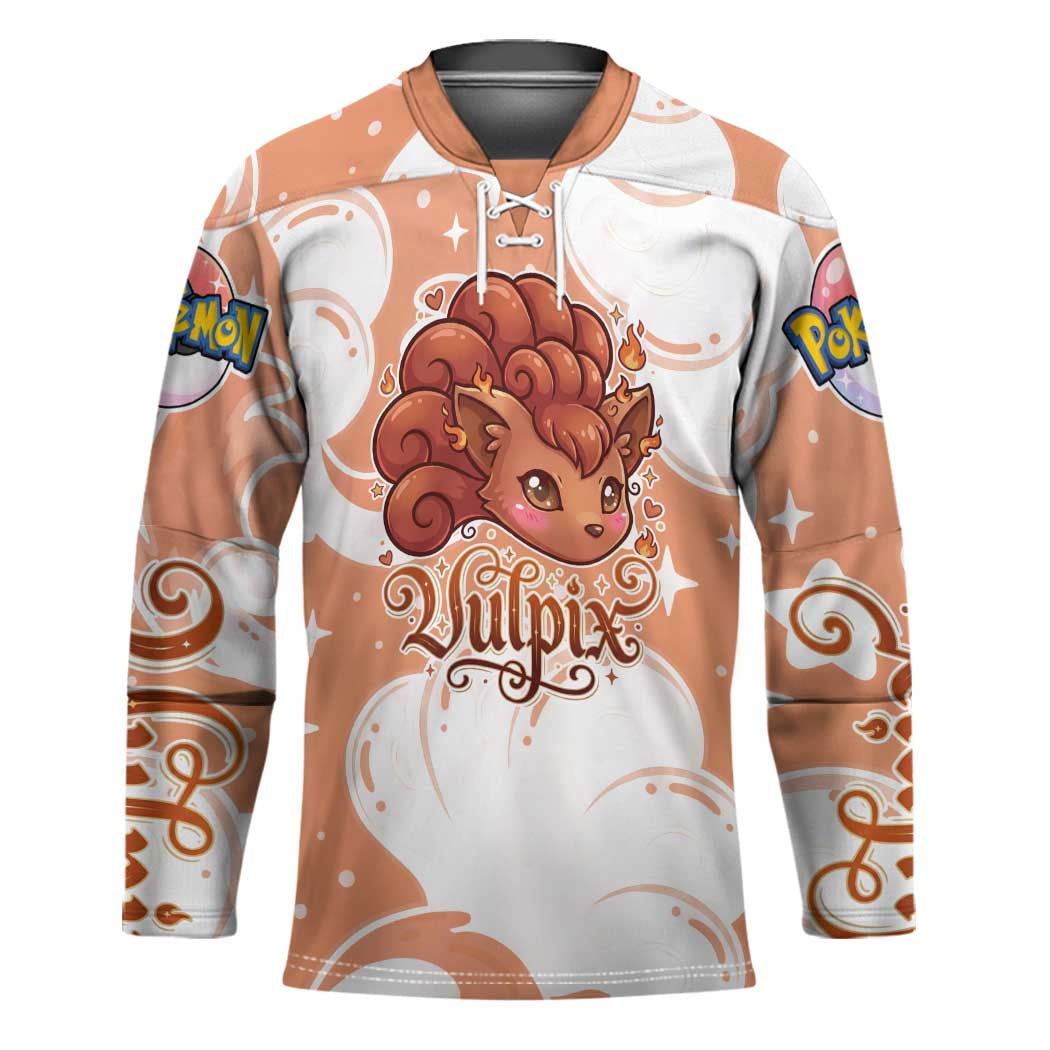 Vulpix Hockey Jersey Vintage Flame Swirl Art