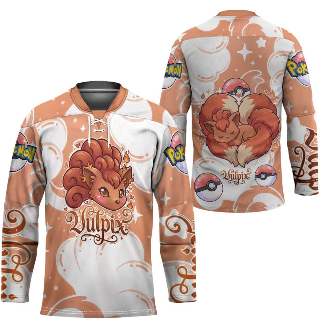 Vulpix Hockey Jersey Vintage Flame Swirl Art