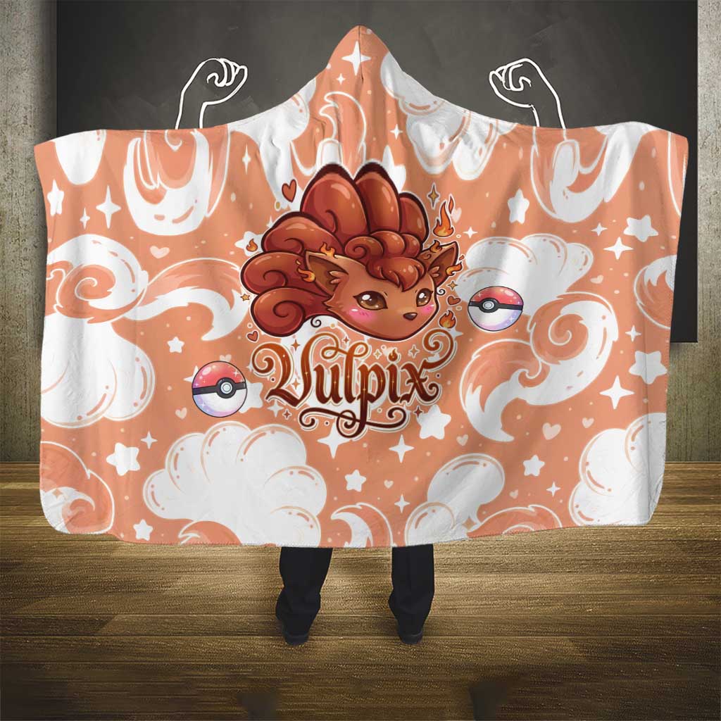 Vulpix Hooded Blanket Vintage Flame Swirl Art