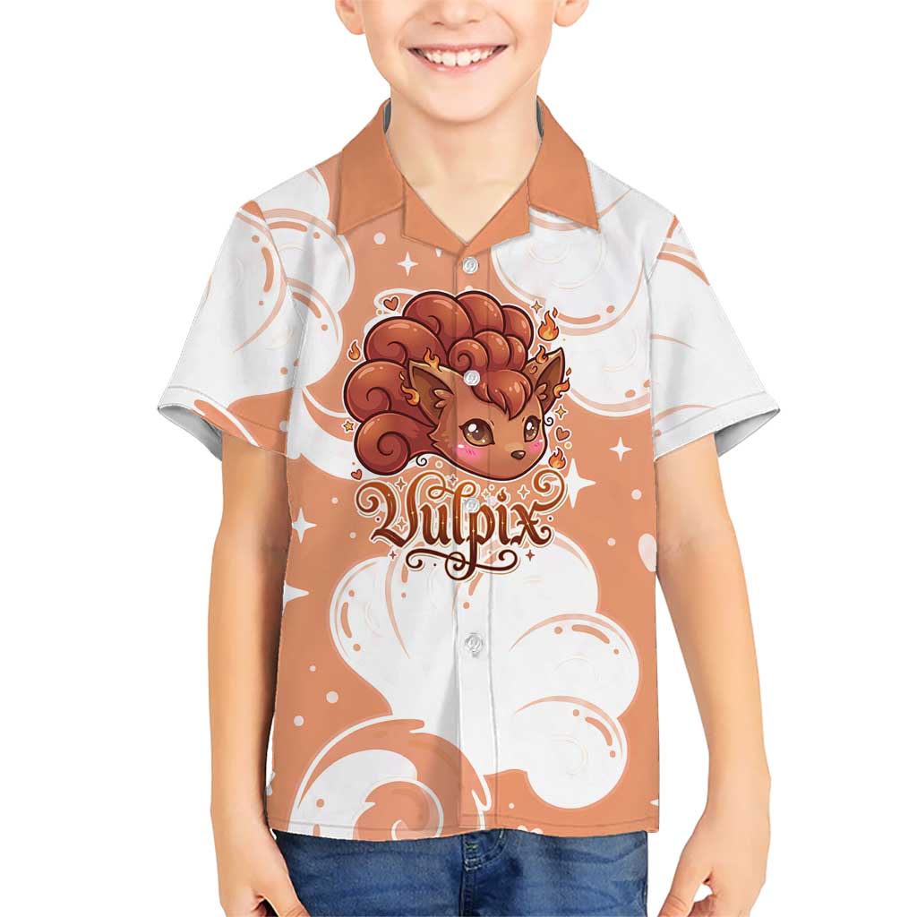 Vulpix Kid Hawaiian Shirt Vintage Flame Swirl Art