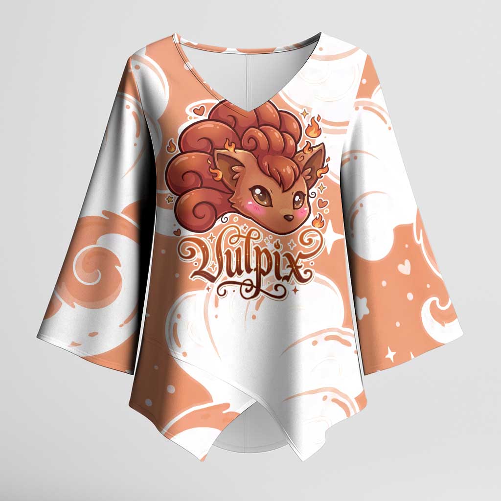 Vulpix Kimono Sleeve Blouse Vintage Flame Swirl Art