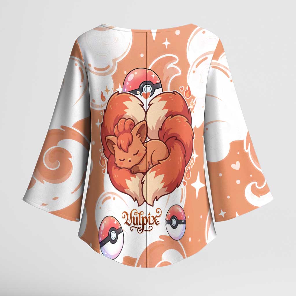 Vulpix Kimono Sleeve Blouse Vintage Flame Swirl Art