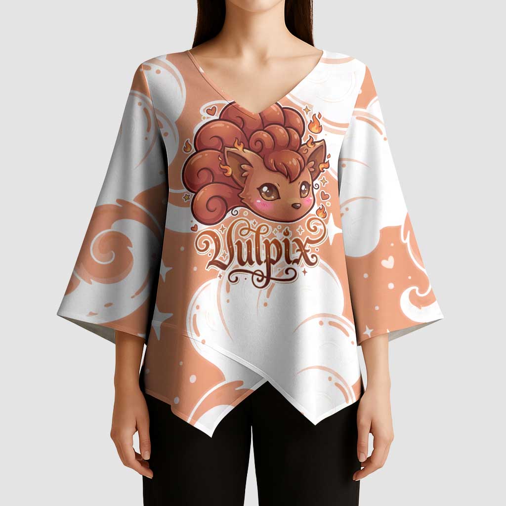 Vulpix Kimono Sleeve Blouse Vintage Flame Swirl Art
