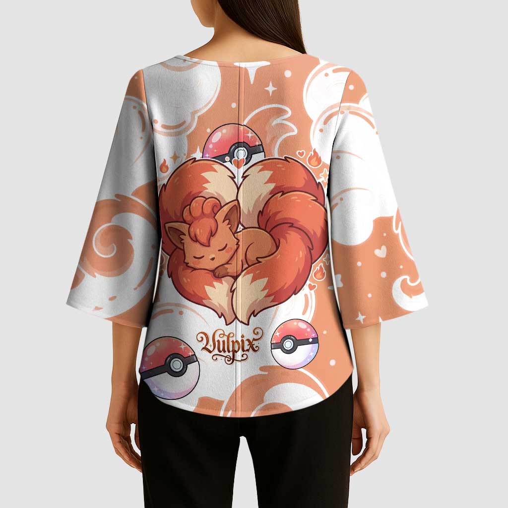 Vulpix Kimono Sleeve Blouse Vintage Flame Swirl Art