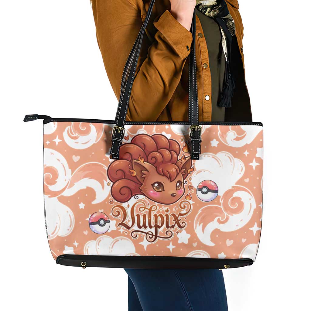 Vulpix Leather Tote Bag Vintage Flame Swirl Art