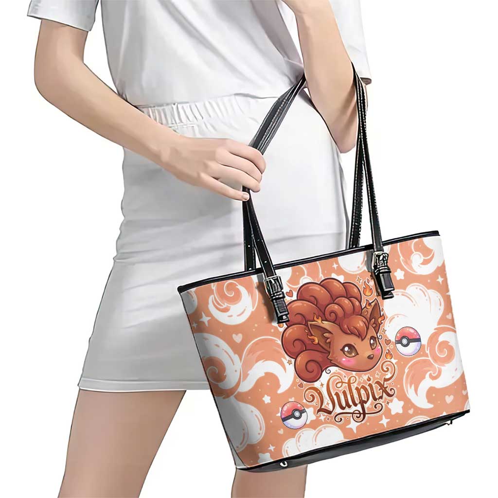 Vulpix Leather Tote Bag Vintage Flame Swirl Art