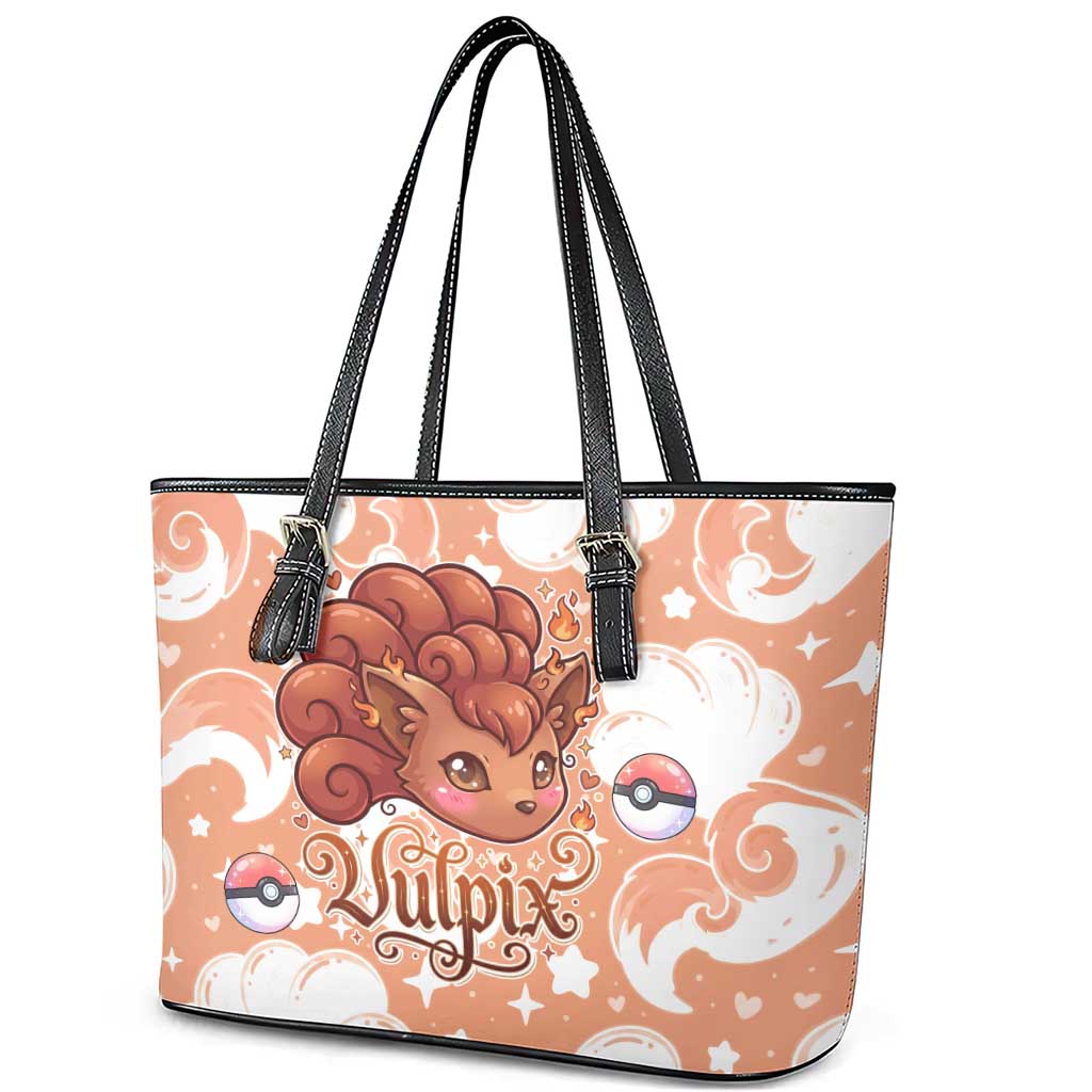 Vulpix Leather Tote Bag Vintage Flame Swirl Art