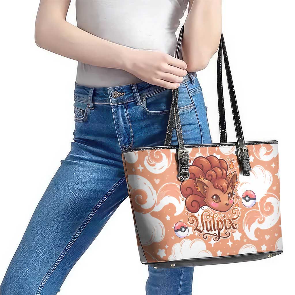 Vulpix Leather Tote Bag Vintage Flame Swirl Art
