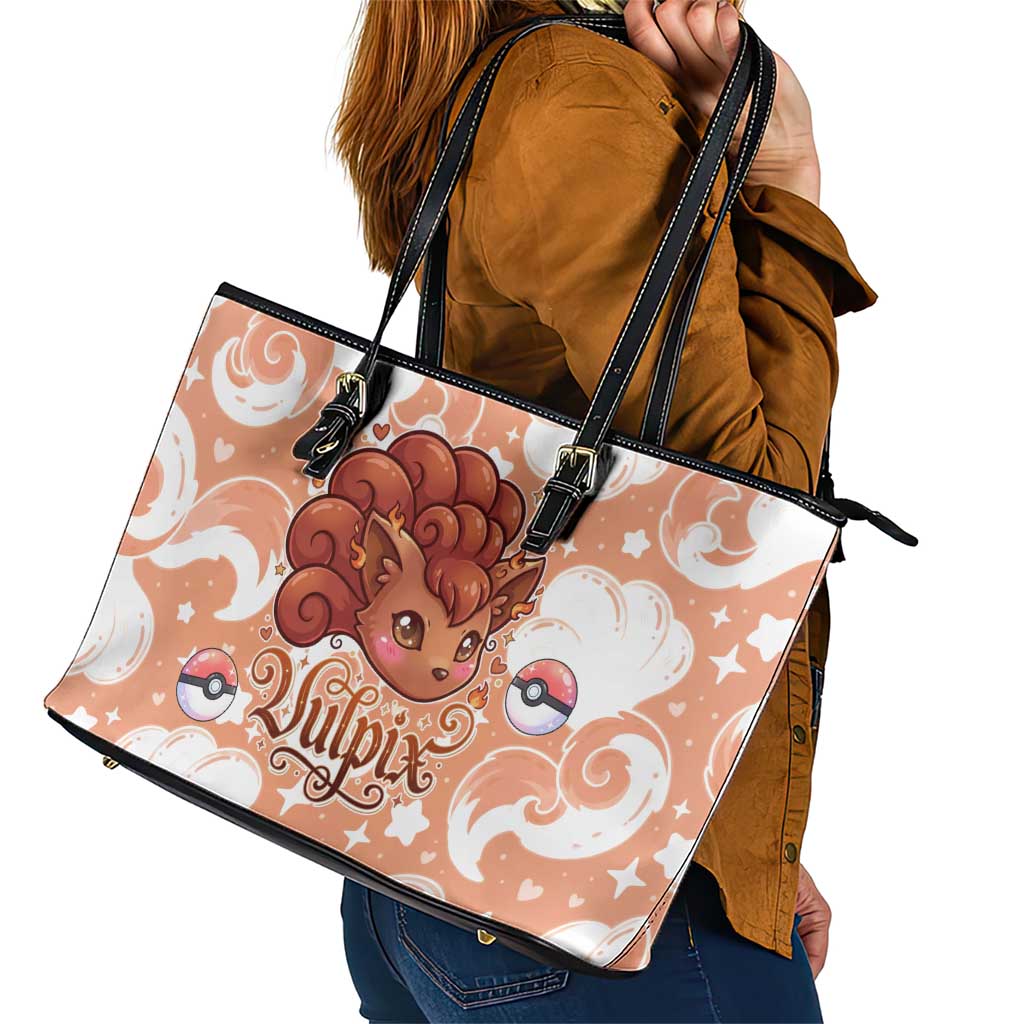 Vulpix Leather Tote Bag Vintage Flame Swirl Art