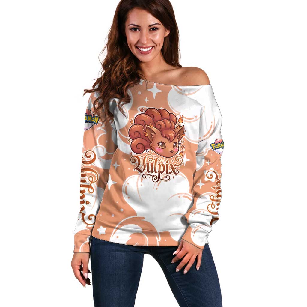 Vulpix Off Shoulder Sweater Vintage Flame Swirl Art
