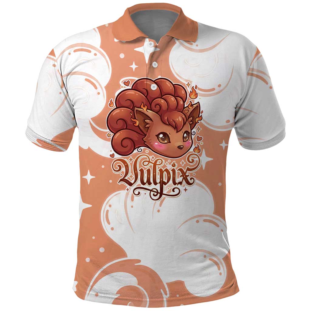 Vulpix Polo Shirt Vintage Flame Swirl Art