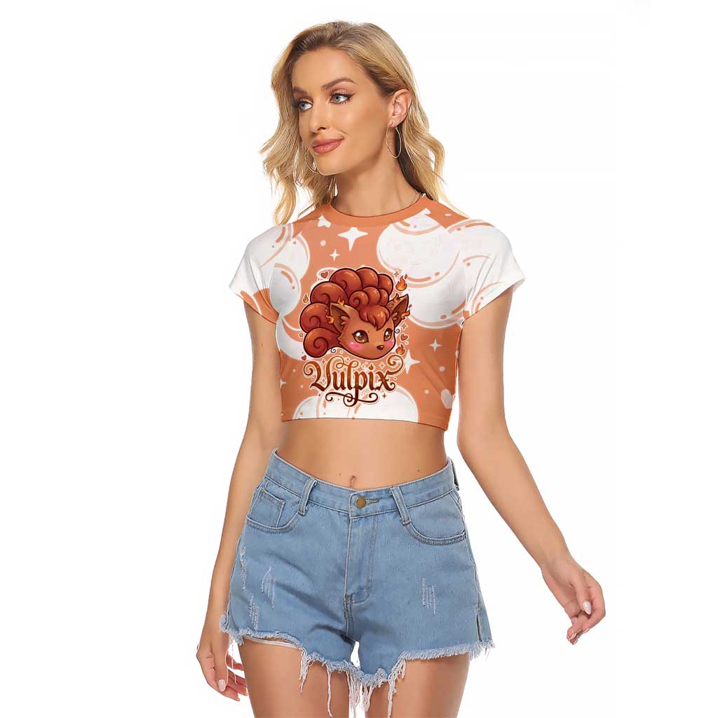 Vulpix Raglan Cropped T Shirt Vintage Flame Swirl Art
