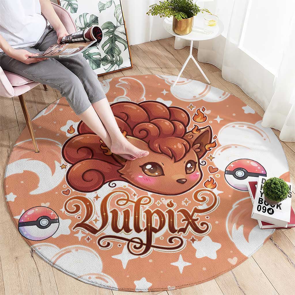 Vulpix Round Carpet Vintage Flame Swirl Art