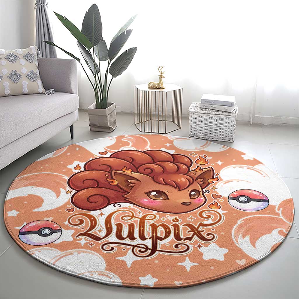 Vulpix Round Carpet Vintage Flame Swirl Art