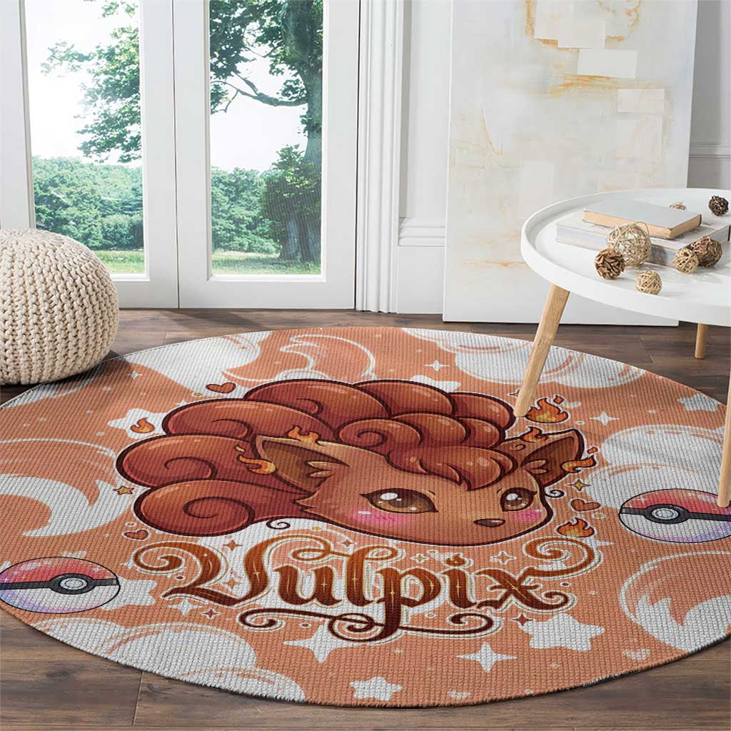 Vulpix Round Carpet Vintage Flame Swirl Art