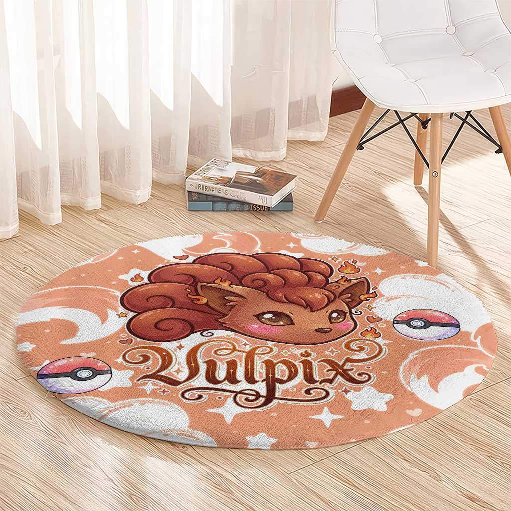 Vulpix Round Carpet Vintage Flame Swirl Art