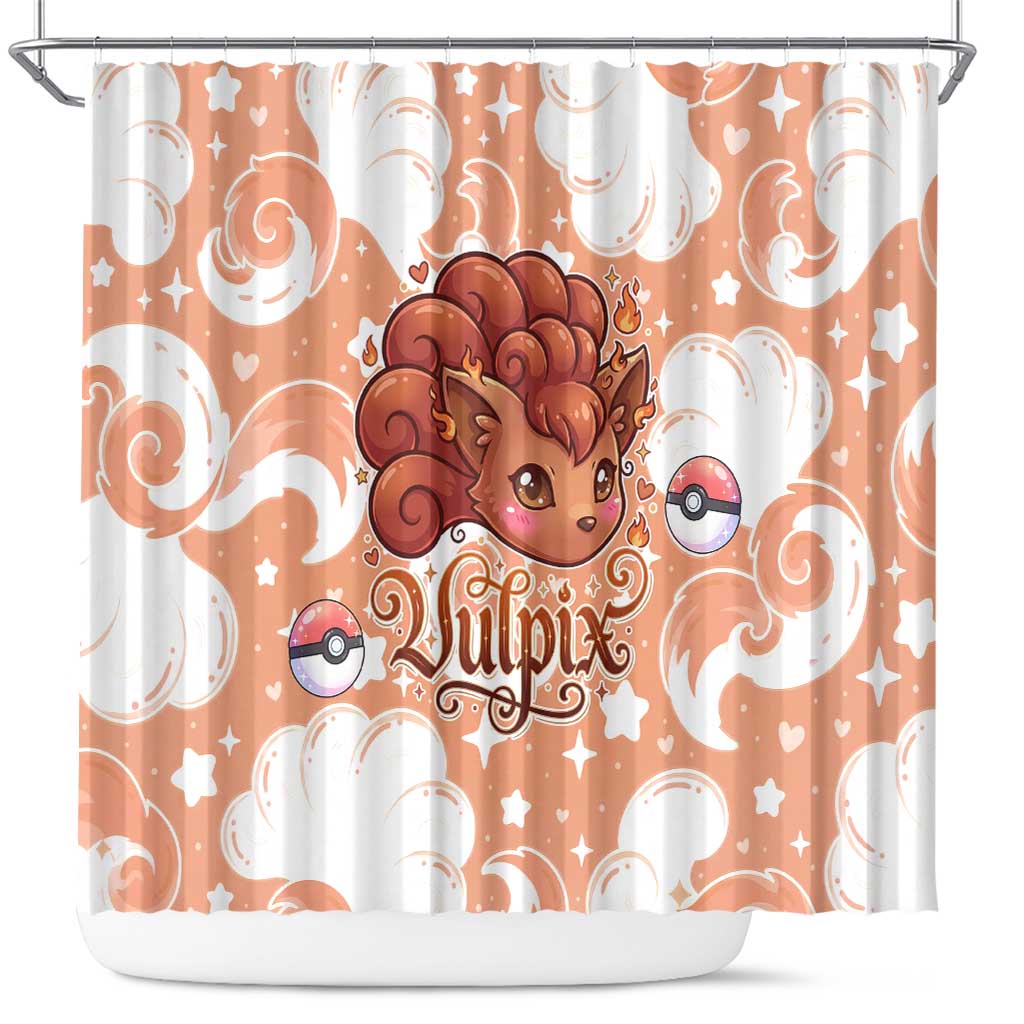 Vulpix Shower Curtain Vintage Flame Swirl Art