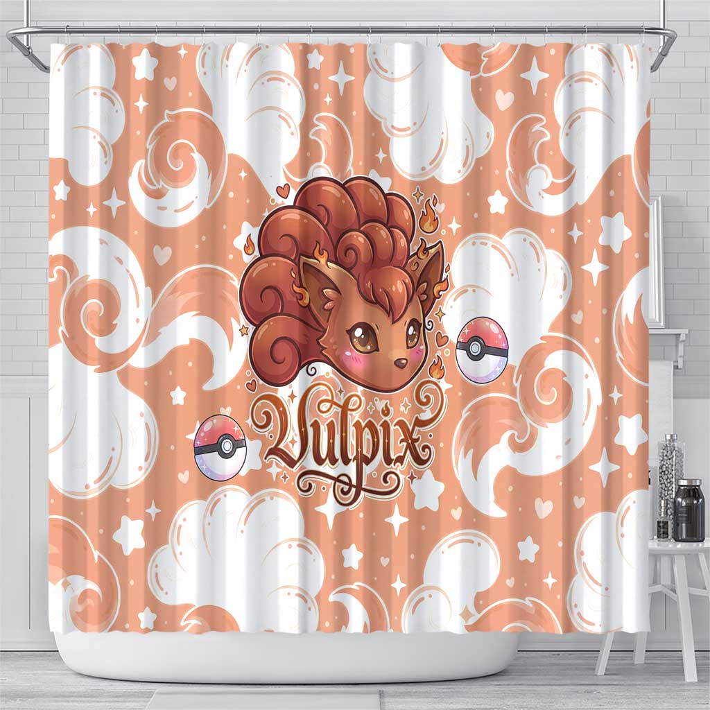 Vulpix Shower Curtain Vintage Flame Swirl Art