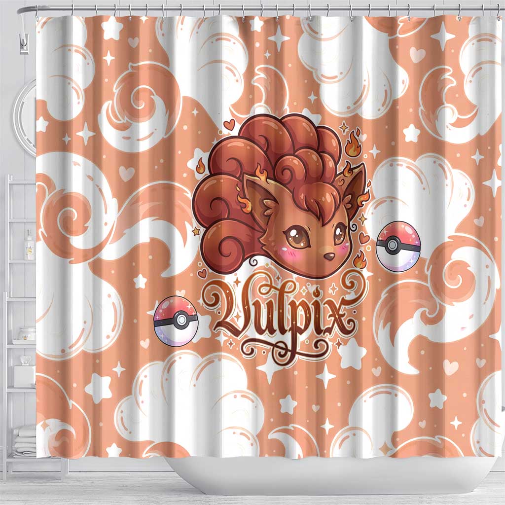 Vulpix Shower Curtain Vintage Flame Swirl Art