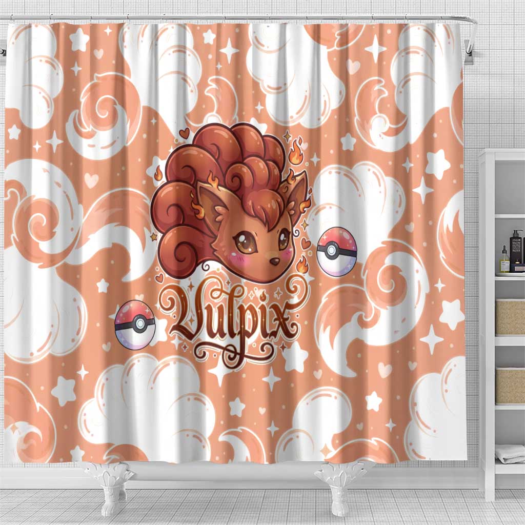 Vulpix Shower Curtain Vintage Flame Swirl Art
