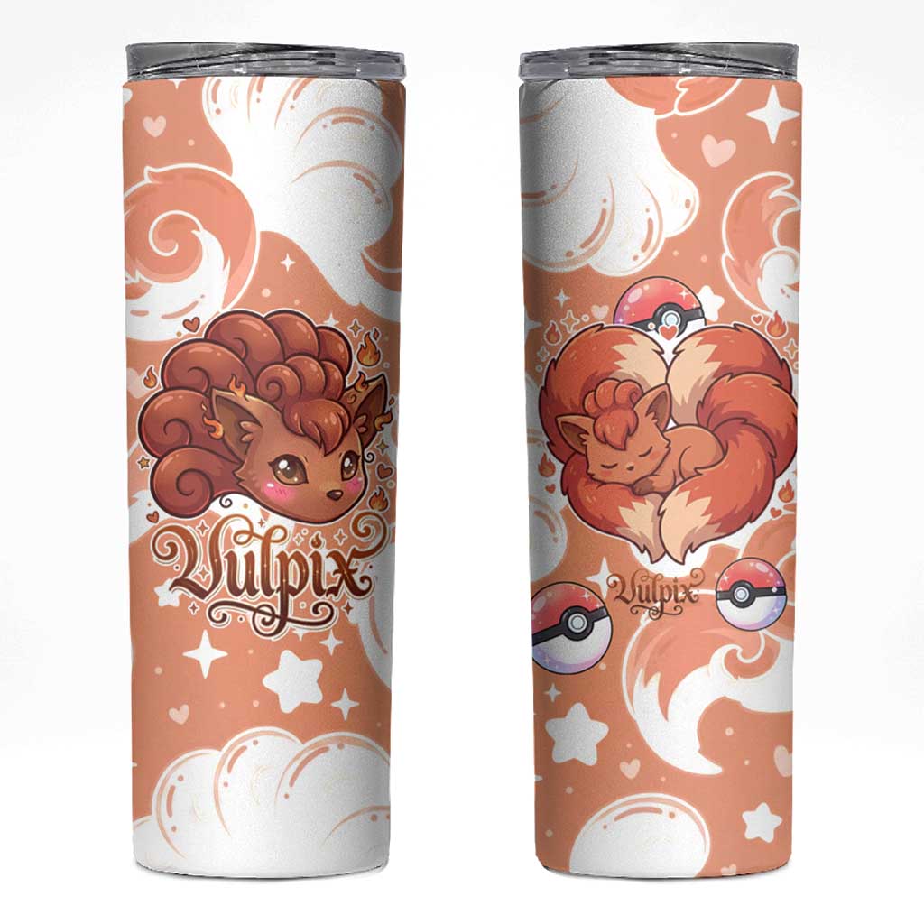Vulpix Skinny Tumbler Vintage Flame Swirl Art
