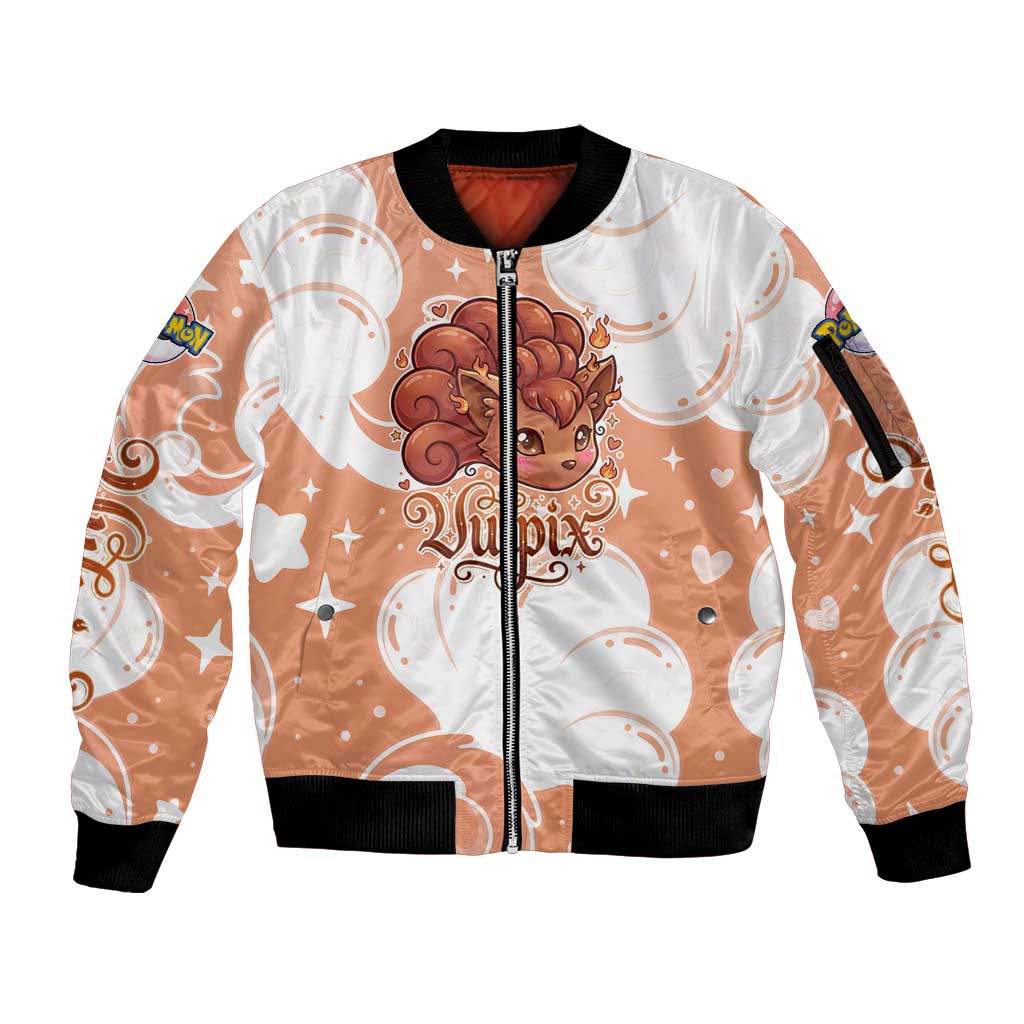 Vulpix Sleeve Zip Bomber Jacket Vintage Flame Swirl Art