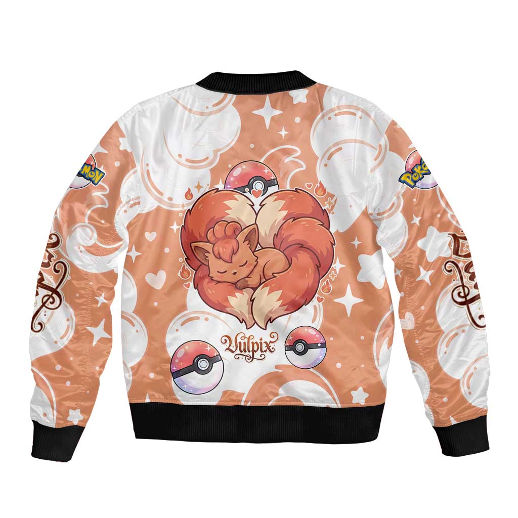 Vulpix Sleeve Zip Bomber Jacket Vintage Flame Swirl Art