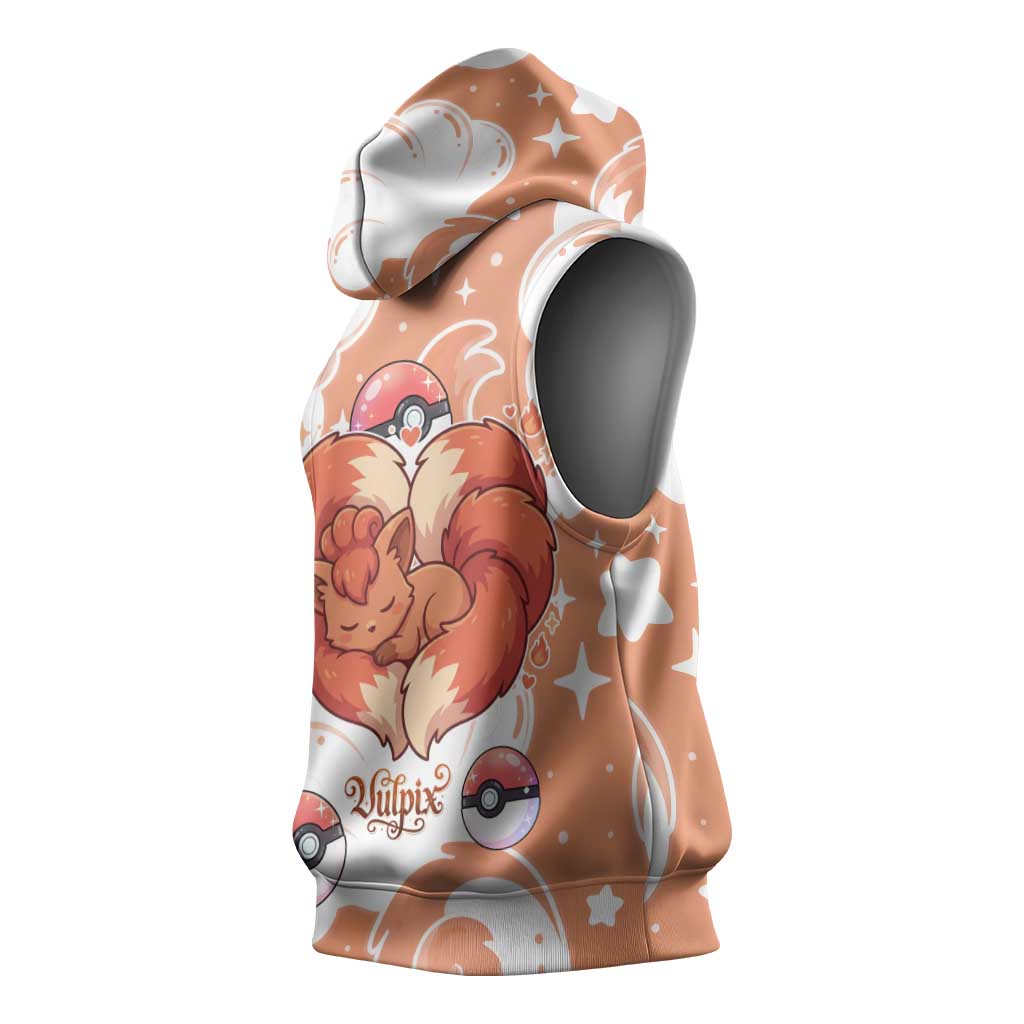 Vulpix Sleeveless Hoodie Vintage Flame Swirl Art
