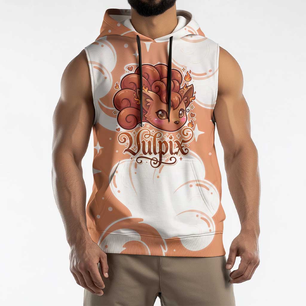 Vulpix Sleeveless Hoodie Vintage Flame Swirl Art