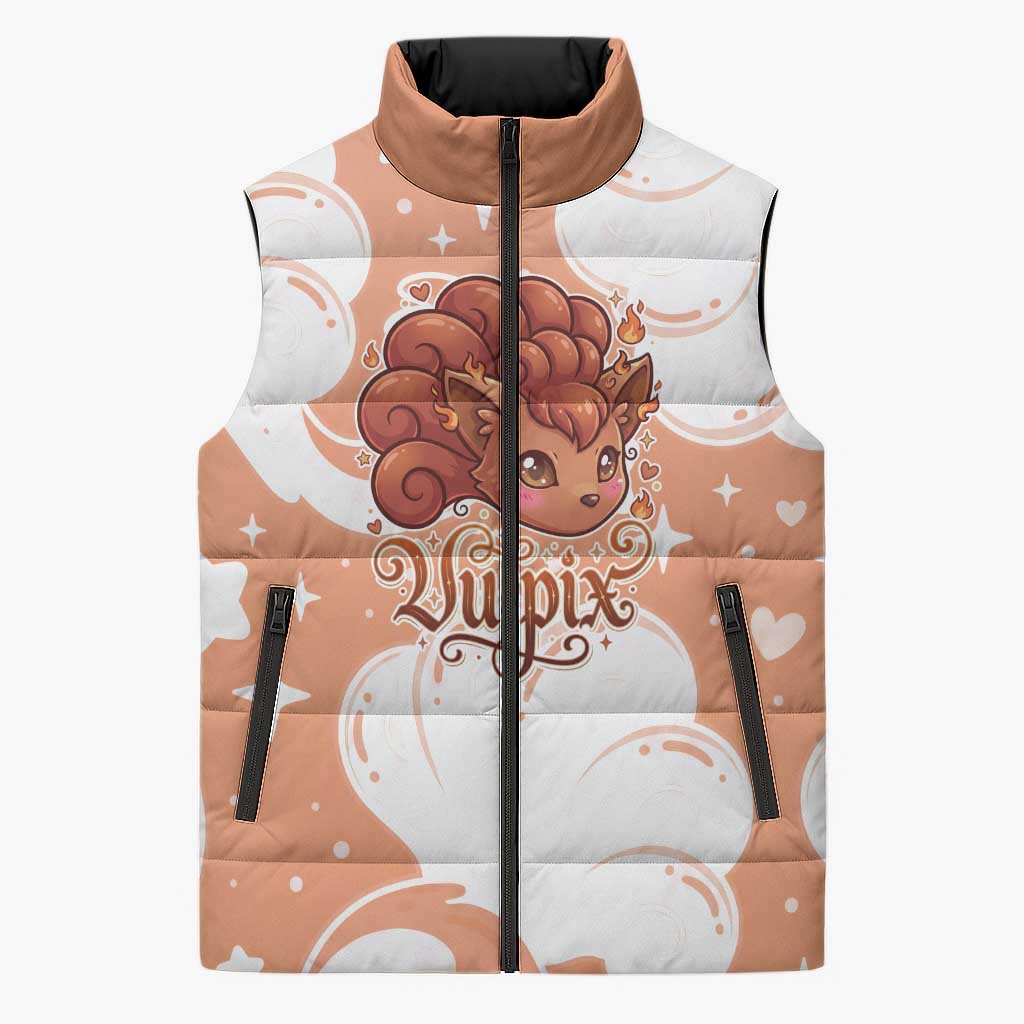 Vulpix Sleeveless Puffer Jacket Vintage Flame Swirl Art