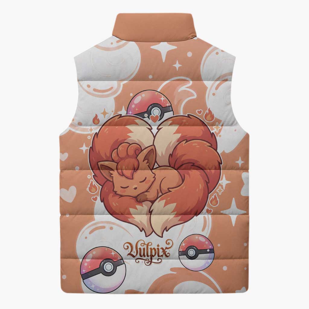 Vulpix Sleeveless Puffer Jacket Vintage Flame Swirl Art
