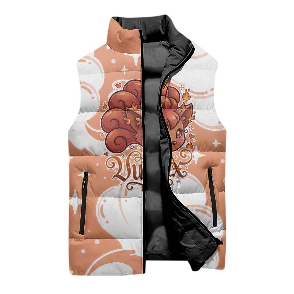 Vulpix Sleeveless Puffer Jacket Vintage Flame Swirl Art