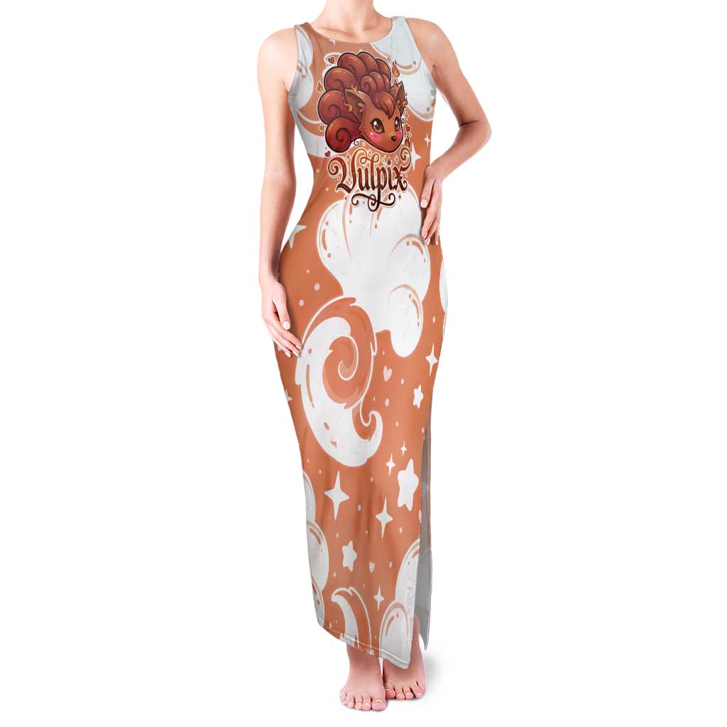 Vulpix Tank Maxi Dress Vintage Flame Swirl Art