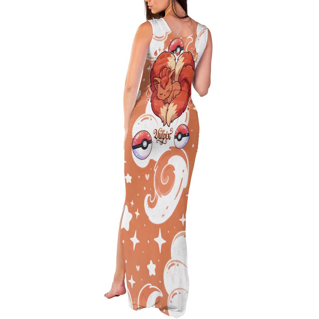 Vulpix Tank Maxi Dress Vintage Flame Swirl Art