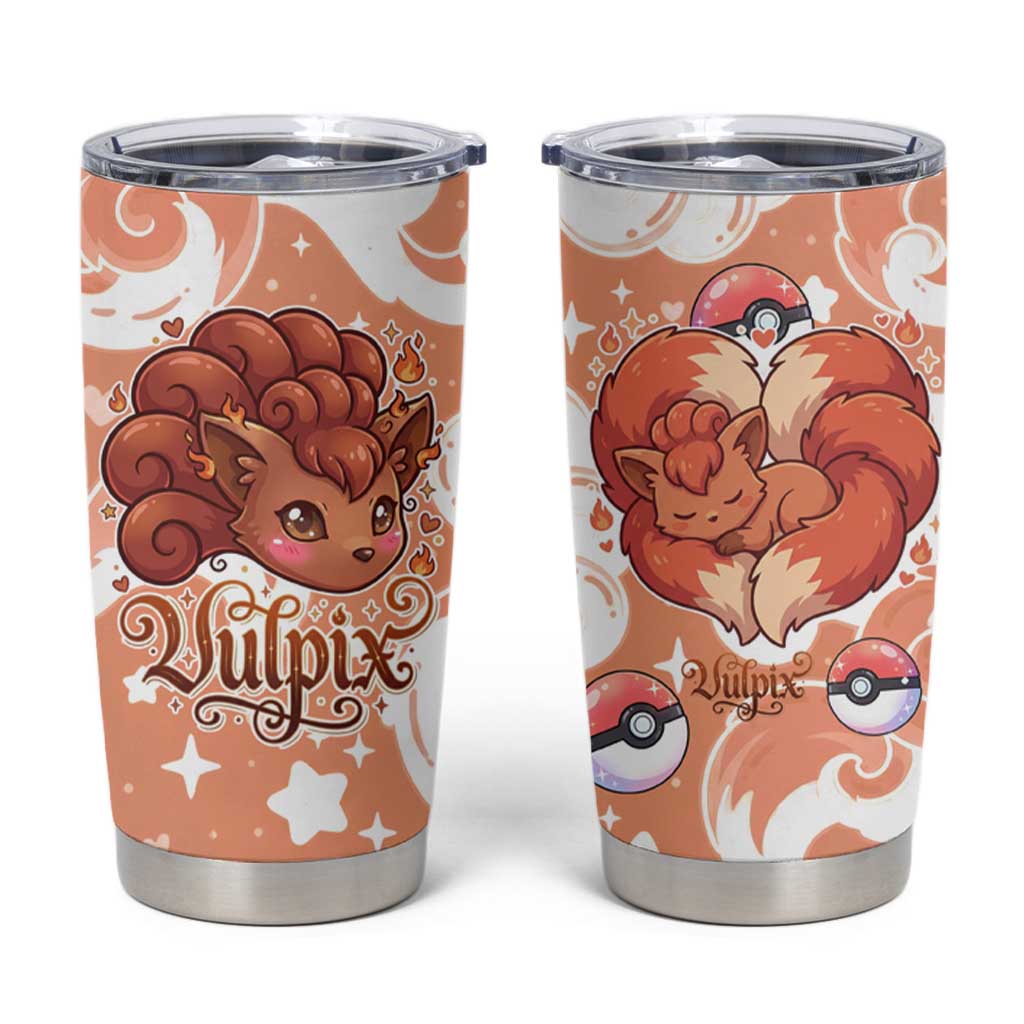 Vulpix Tumbler Cup Vintage Flame Swirl Art