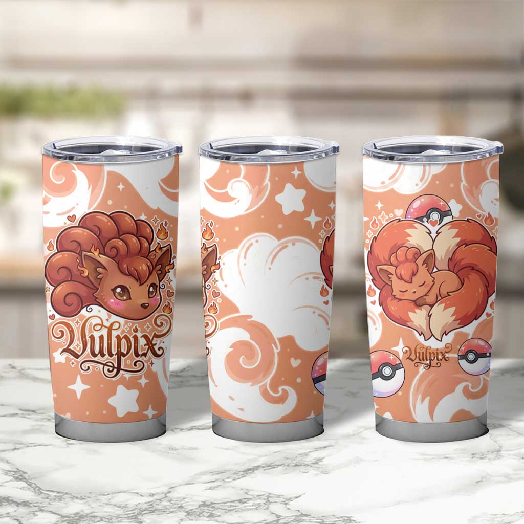 Vulpix Tumbler Cup Vintage Flame Swirl Art