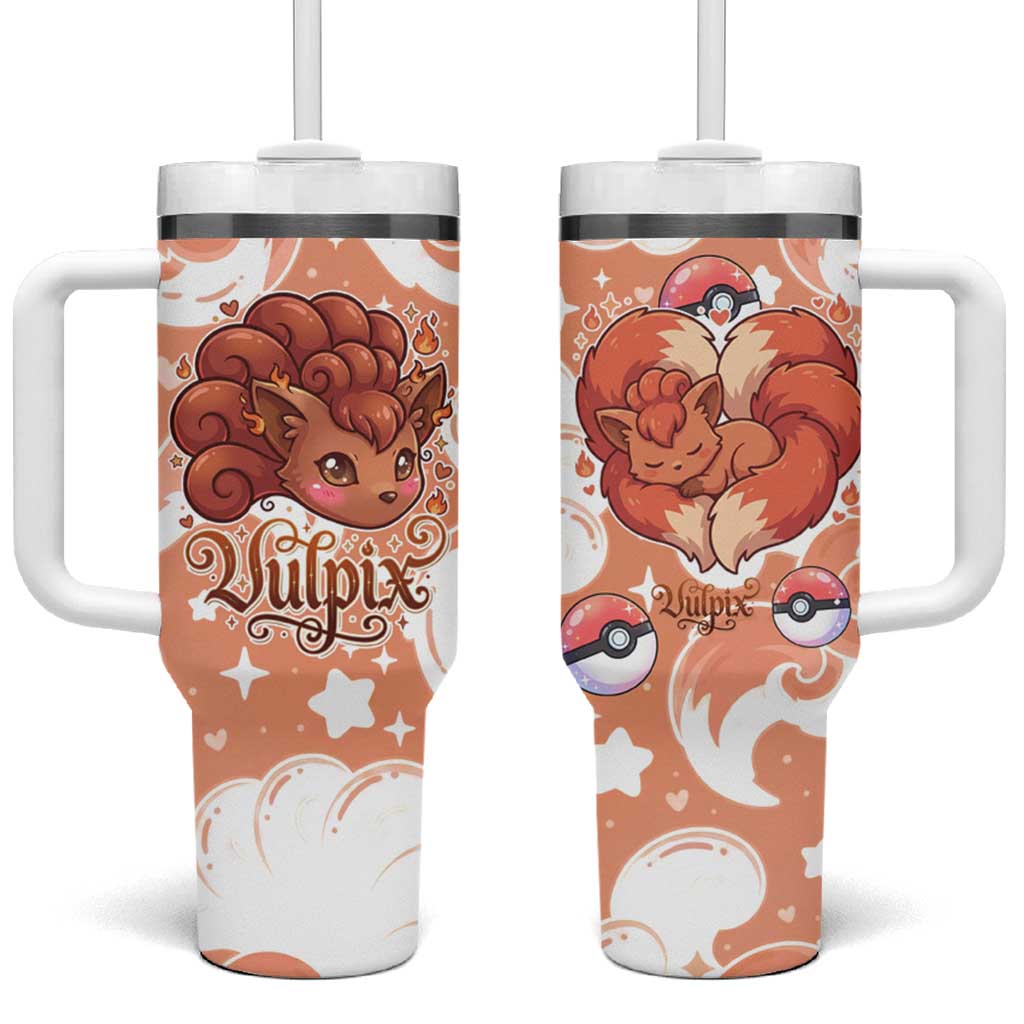 Vulpix Tumbler With Handle Vintage Flame Swirl Art
