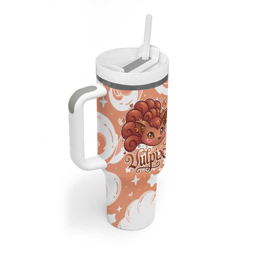 Vulpix Tumbler With Handle Vintage Flame Swirl Art