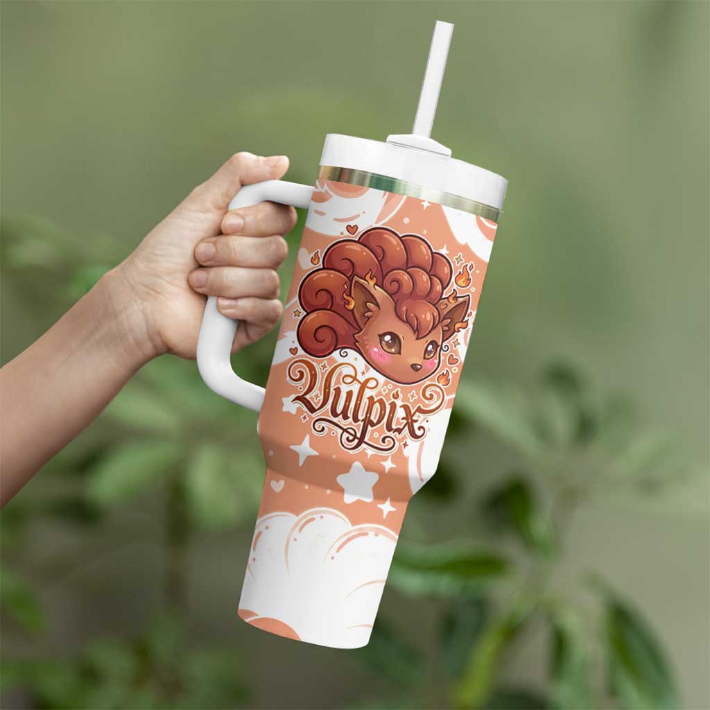 Vulpix Tumbler With Handle Vintage Flame Swirl Art