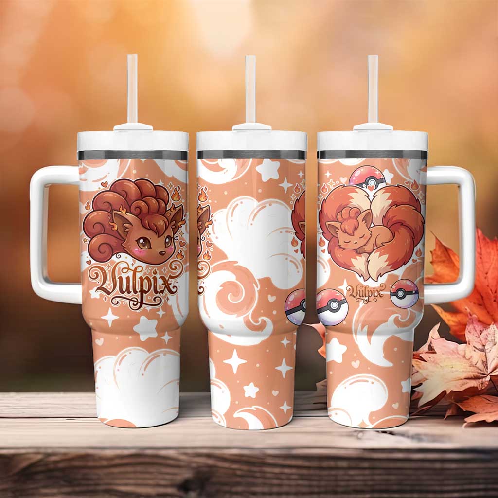 Vulpix Tumbler With Handle Vintage Flame Swirl Art