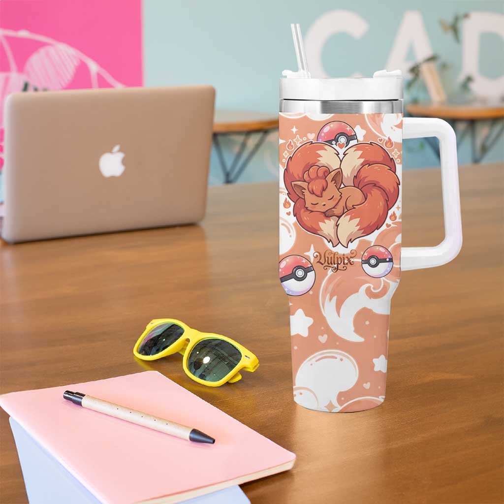 Vulpix Tumbler With Handle Vintage Flame Swirl Art