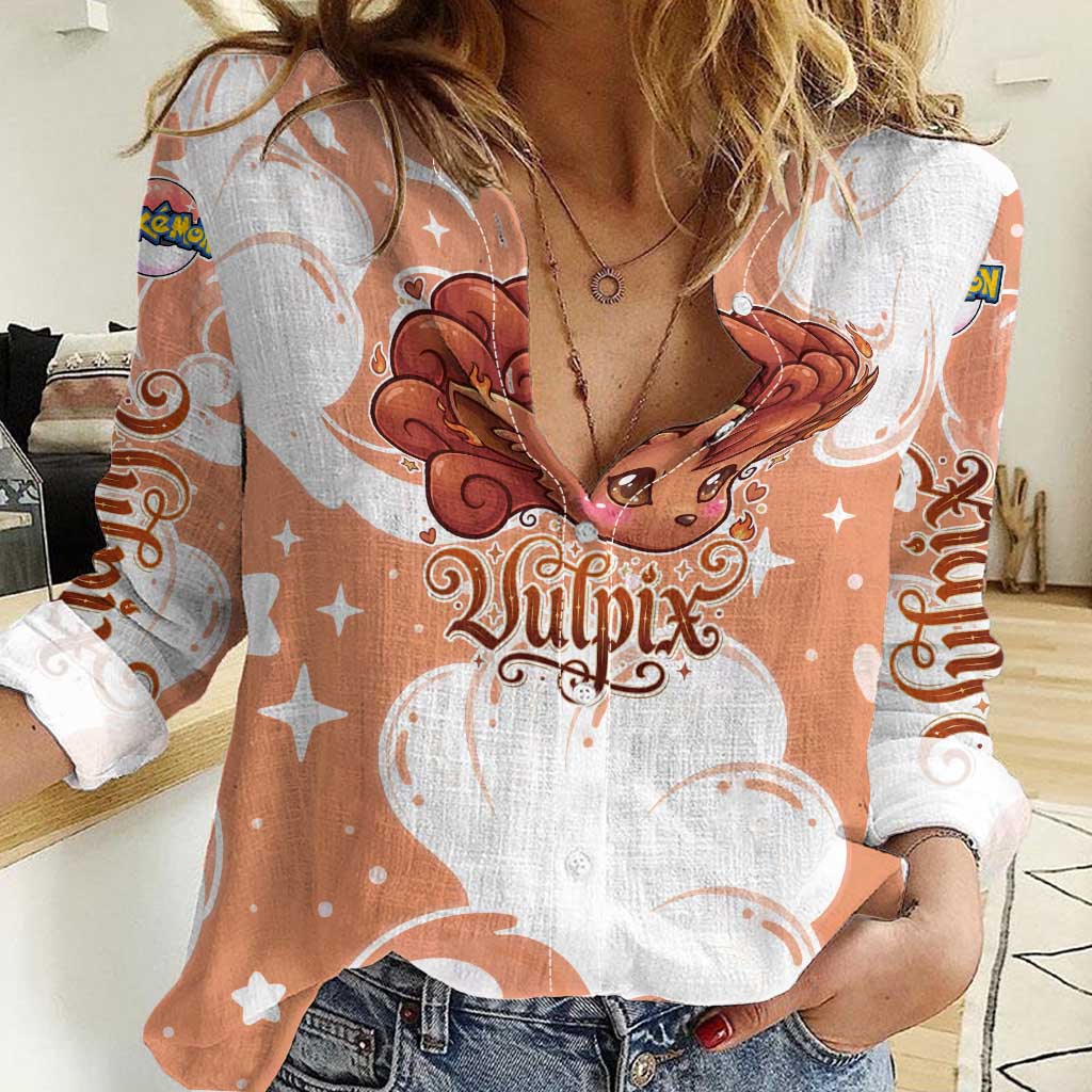 Vulpix Women Casual Shirt Vintage Flame Swirl Art