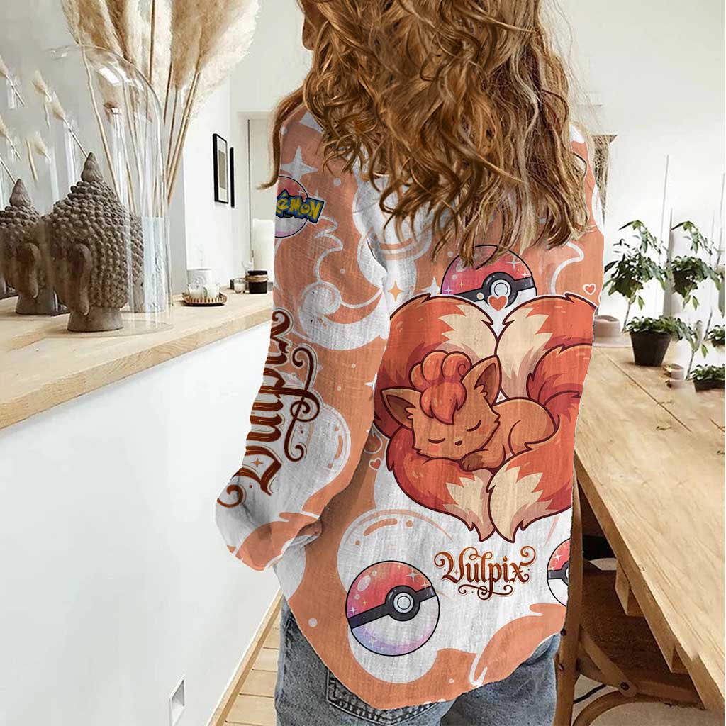 Vulpix Women Casual Shirt Vintage Flame Swirl Art
