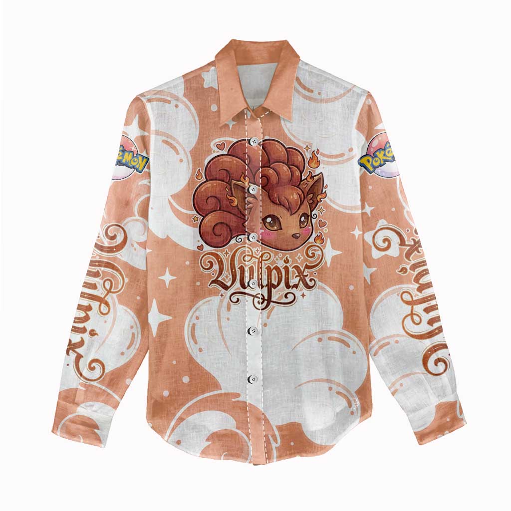 Vulpix Women Casual Shirt Vintage Flame Swirl Art