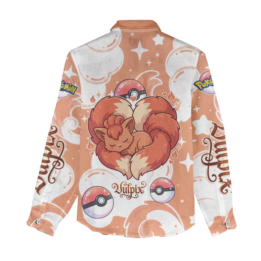 Vulpix Women Casual Shirt Vintage Flame Swirl Art