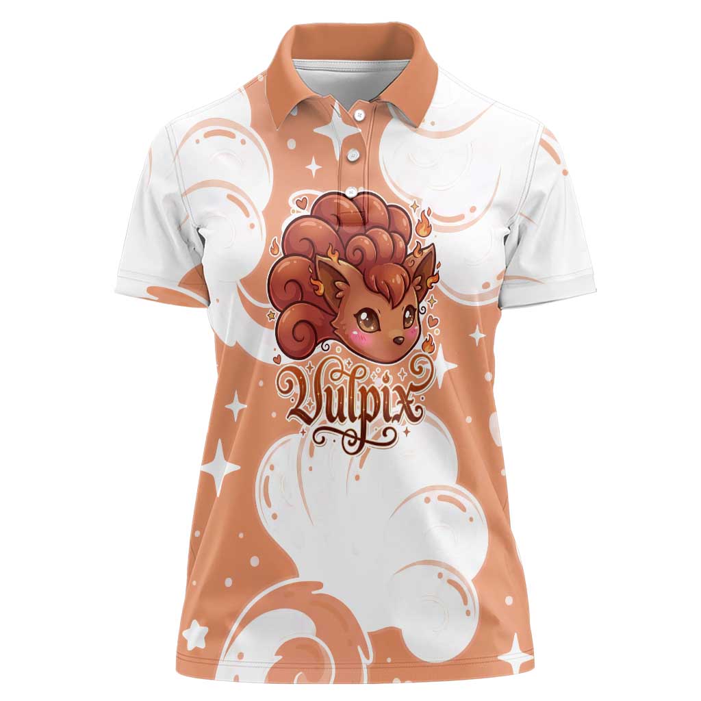 Vulpix Women Polo Shirt Vintage Flame Swirl Art