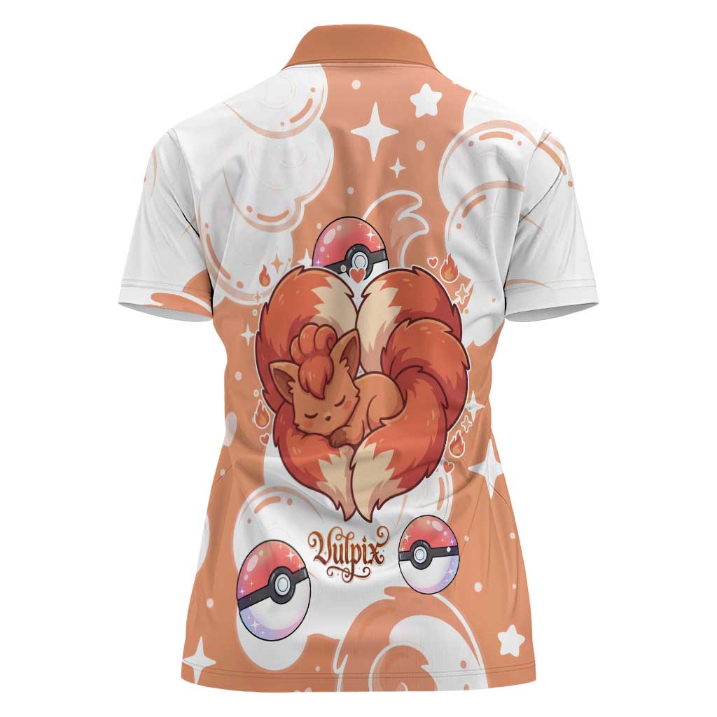Vulpix Women Polo Shirt Vintage Flame Swirl Art