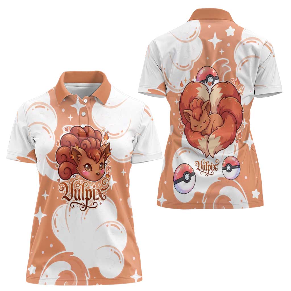 Vulpix Women Polo Shirt Vintage Flame Swirl Art